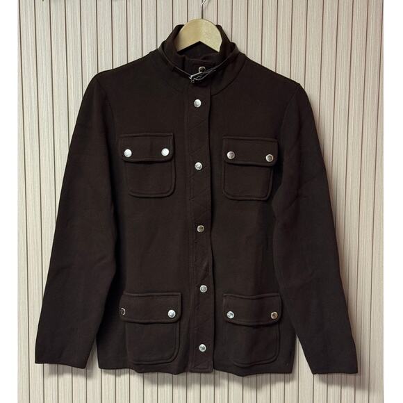 Lauren by Ralph Lauren Jackets & Blazers - Ralph Lauren Women’s Knit Utility Jacket Brown Snap Button Size L
